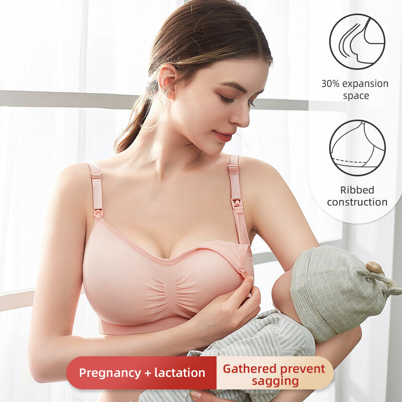Women Seamless Nursing Bra Pregnancy Nowire Breastfeeding Gathered Maternity Bra