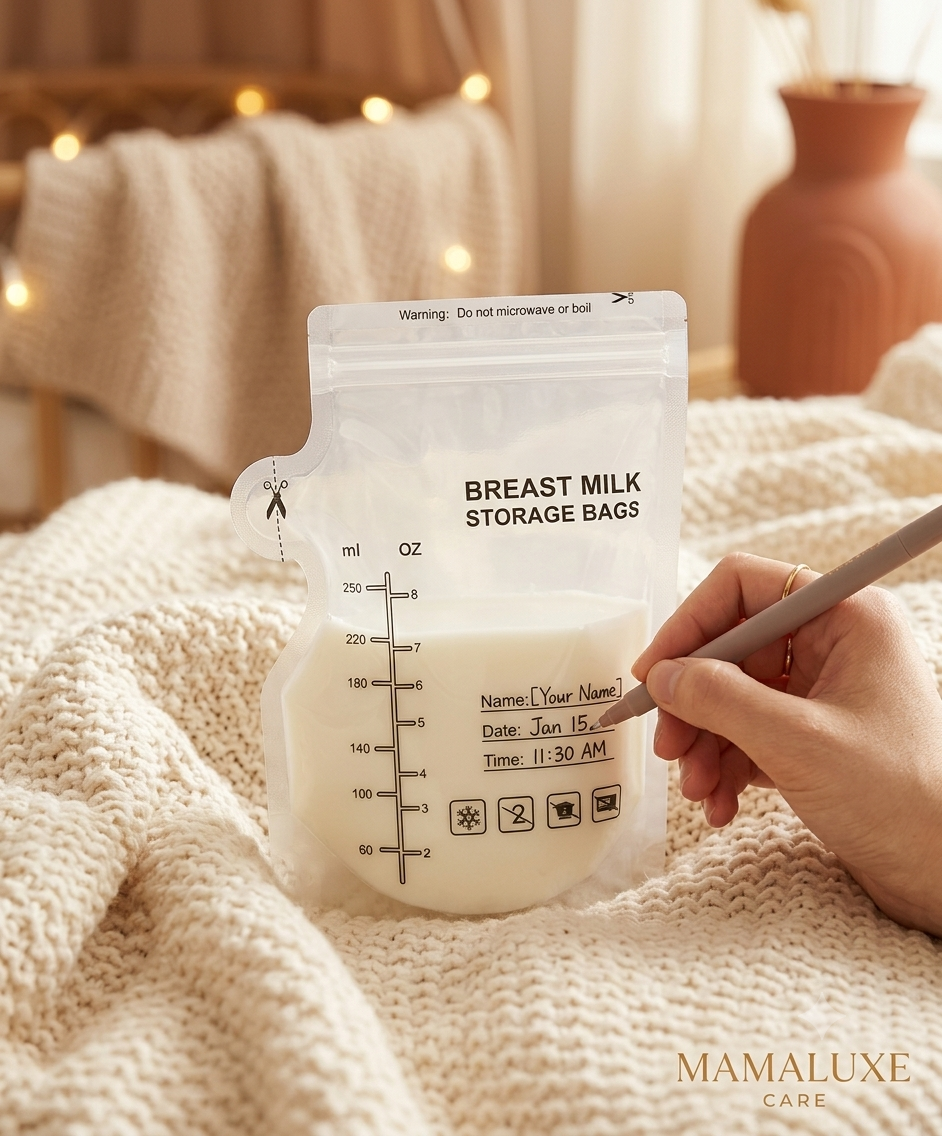 Mamaluxe Leak-Proof Breast Milk Storage Bags (10/30/100-Pack) | Pre-Sterilized & Freezer Safe
